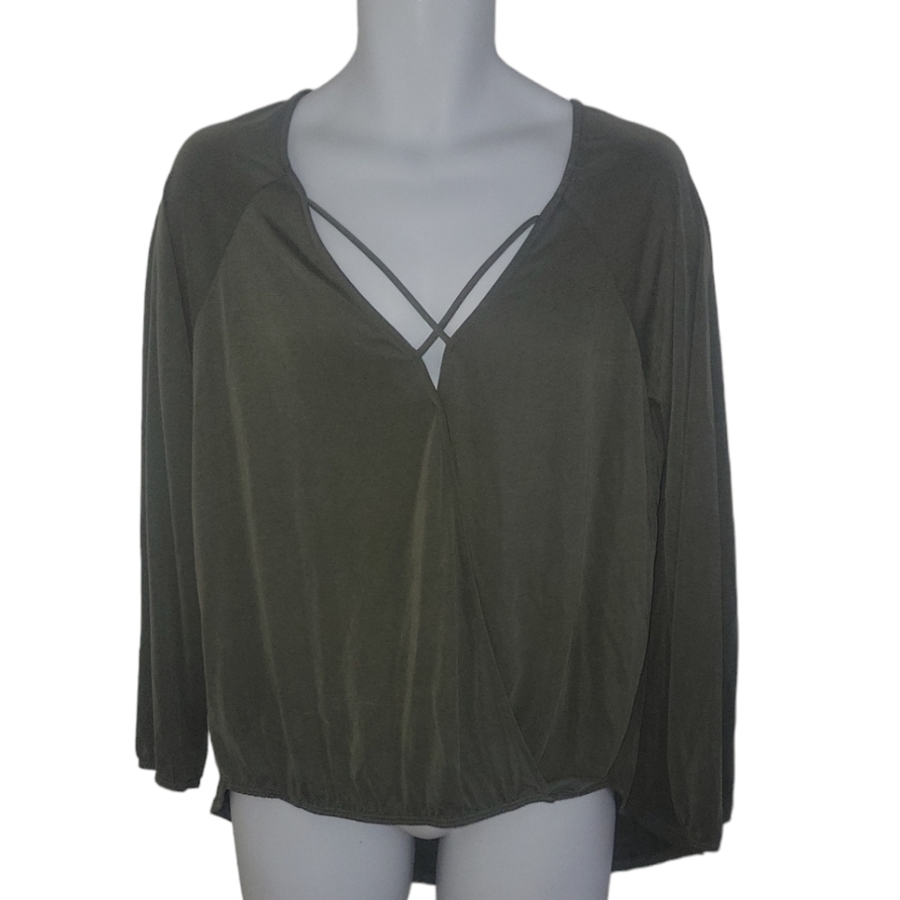 Torrid Plunge Grey Surplice Blouse Top - Women's 0X